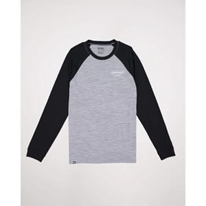 Mons Royale Icon Merino Raglan LS Grey Heather/Black